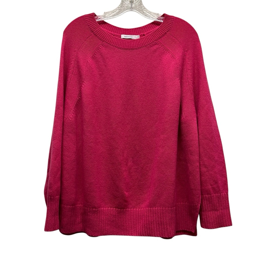Mersea Crew Neck Pullover Sweater Wool Cashmere Blend Pink L/XL